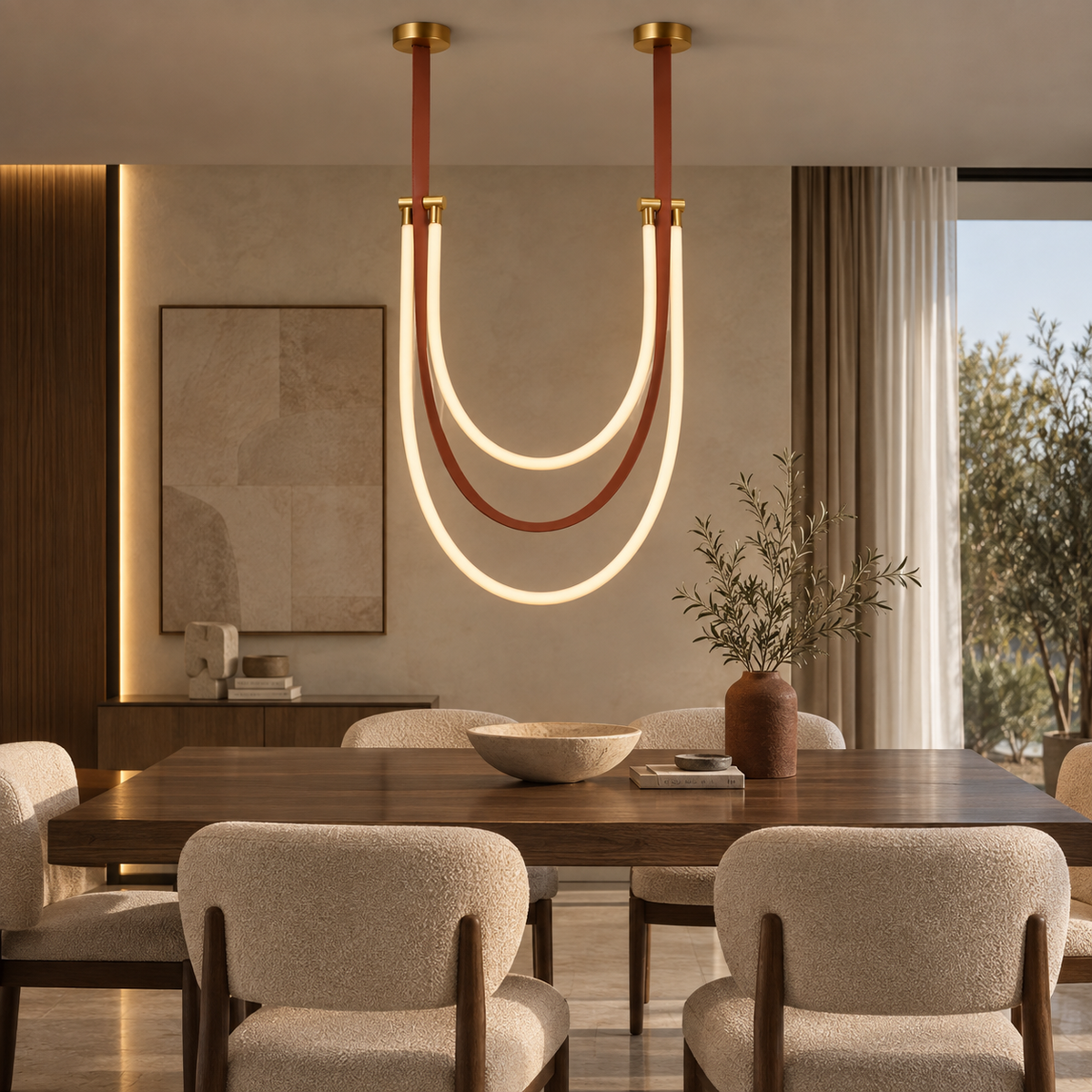 Velaris – Modern Sculptural Double-Arc LED Pendant Light | LEXORA