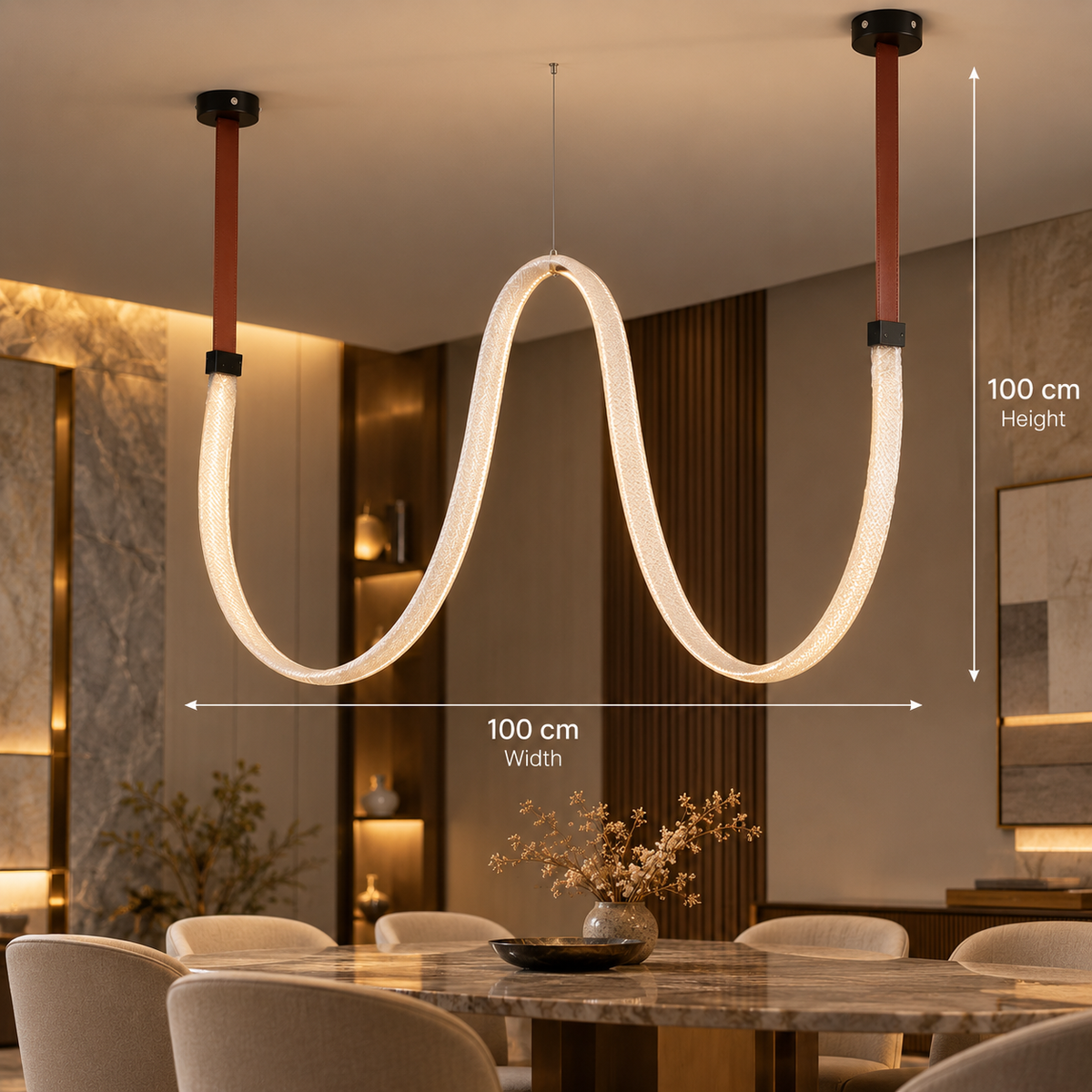 أورلينا – نجفة مودرن نحتية بإضاءة LED بتصميم متموج | ليكسورا