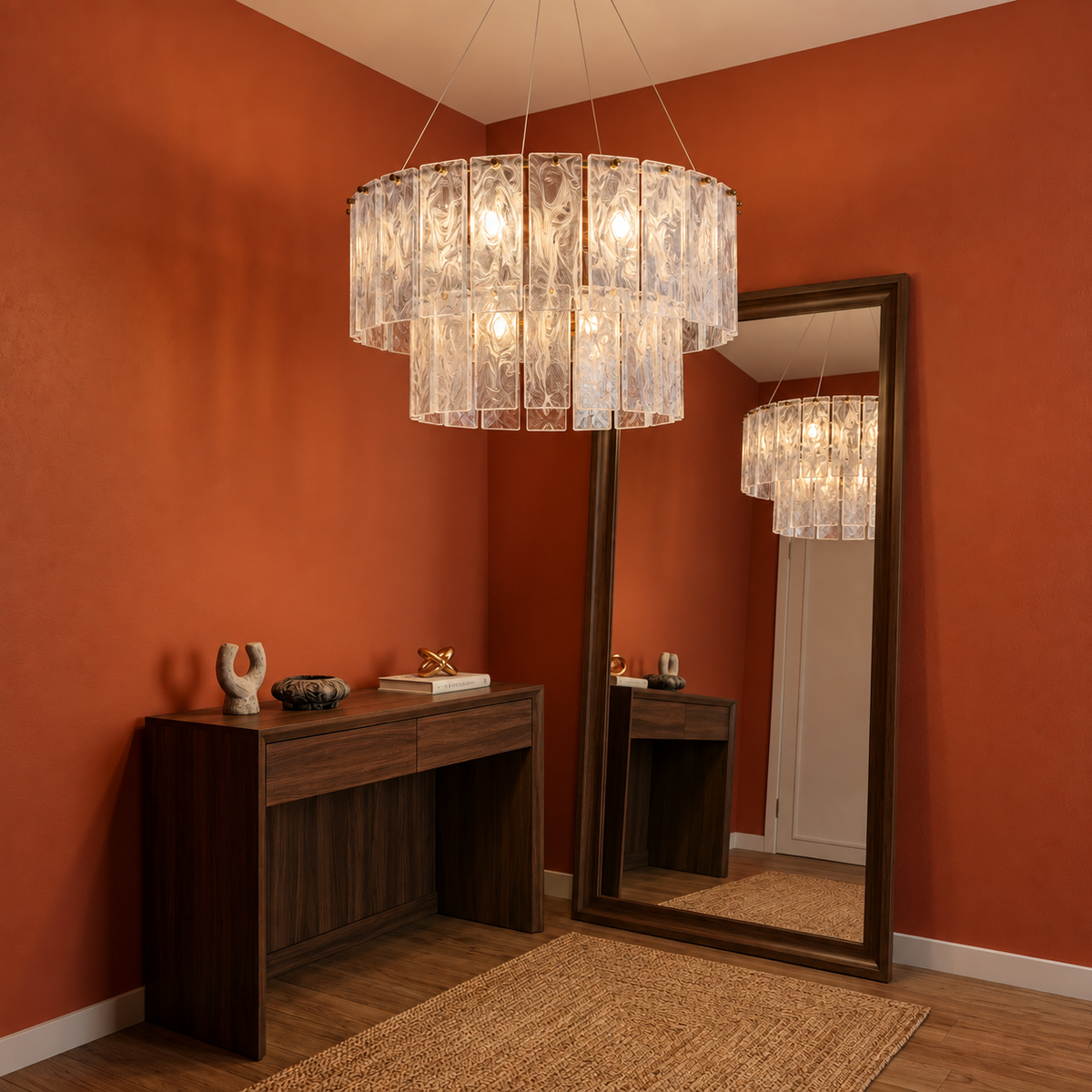 Alabaster – Contemporary 8 Lights Alabaster-Style Glass Chandelier | LEXORA