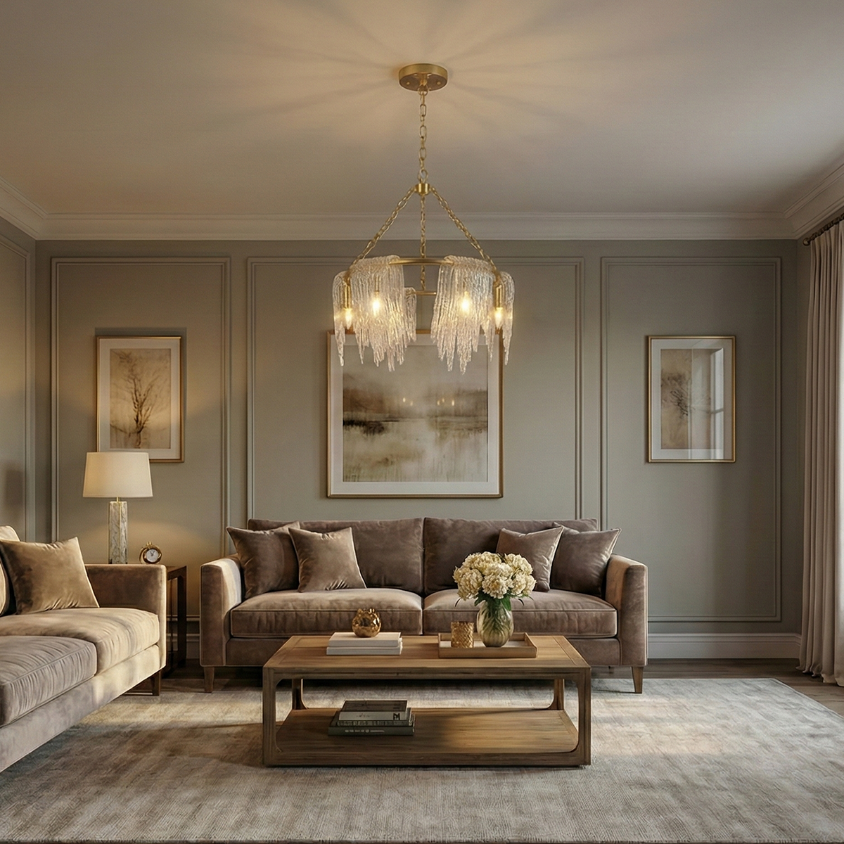 Glacial Halo – Modern 5-Light Glass Ring Chandelier | LEXORA