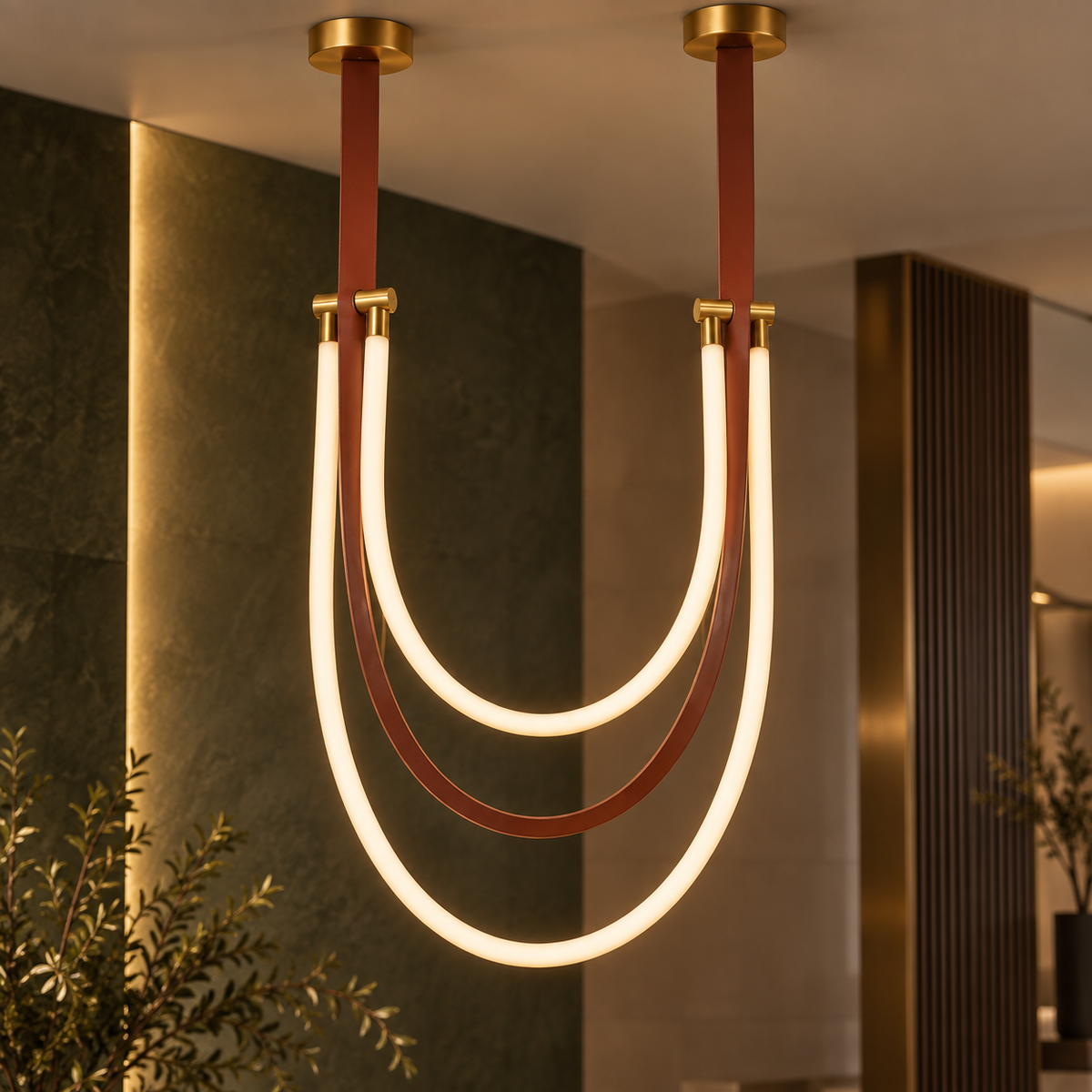 Velaris – Modern Sculptural Double-Arc LED Pendant Light | LEXORA