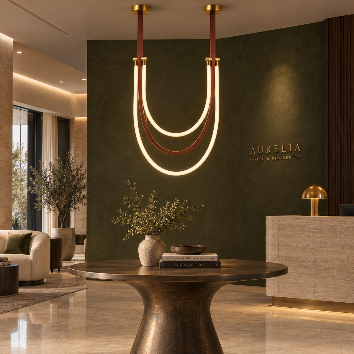 Velaris – Modern Sculptural Double-Arc LED Pendant Light | LEXORA