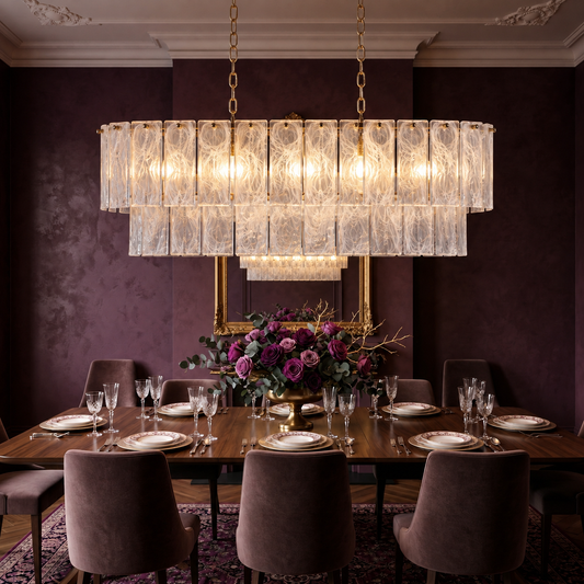 Mist - Contemporary Layered Crystal Linear Chandelier | LEXORA