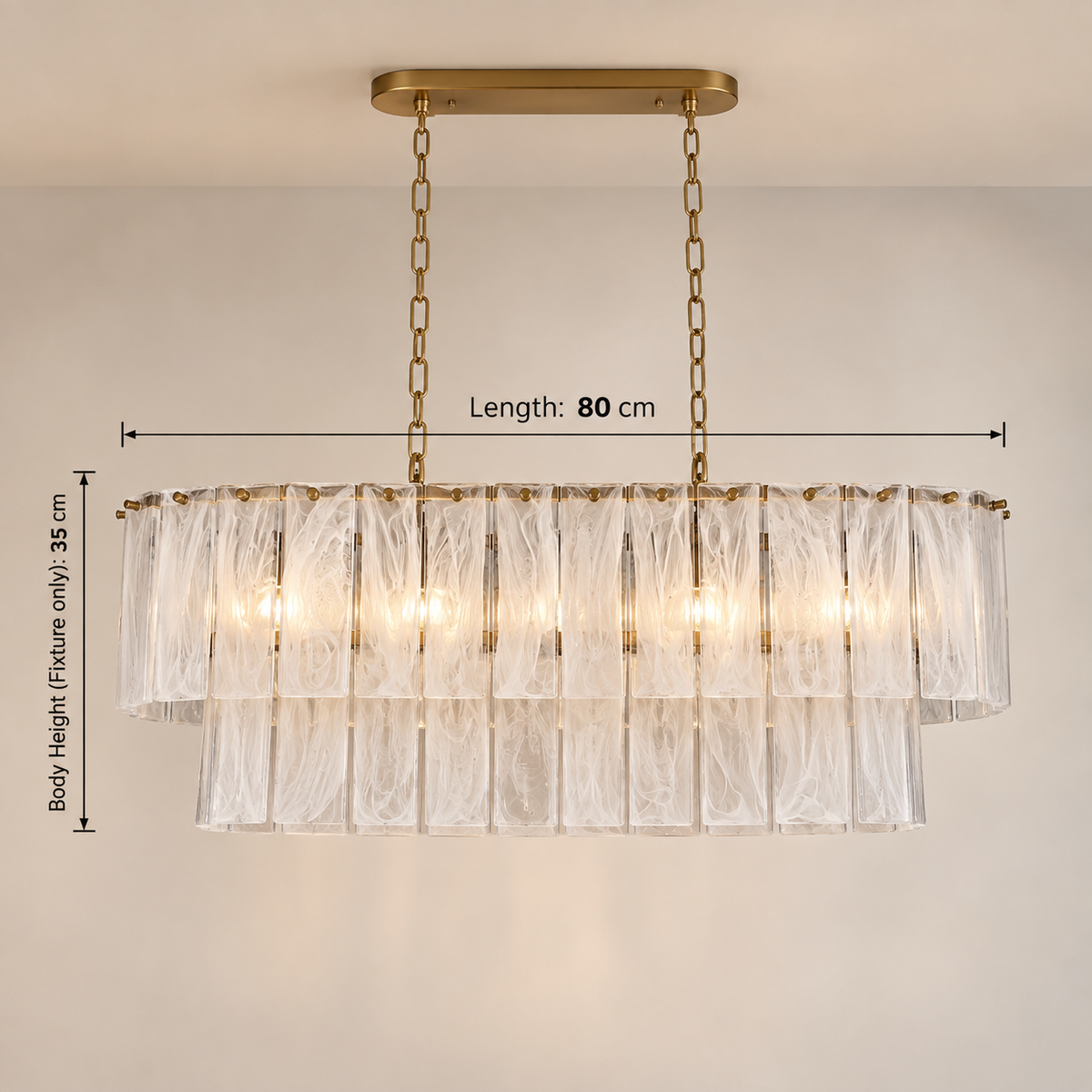 Mist - Contemporary Layered Crystal Linear Chandelier | LEXORA