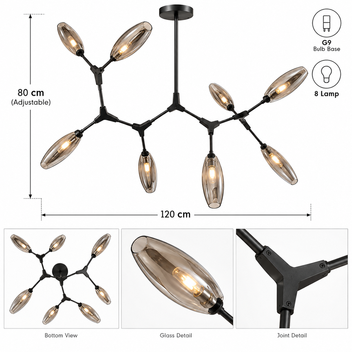 Arvello | Modern 8-Light Sculptural Branch Chandelier | LEXORA