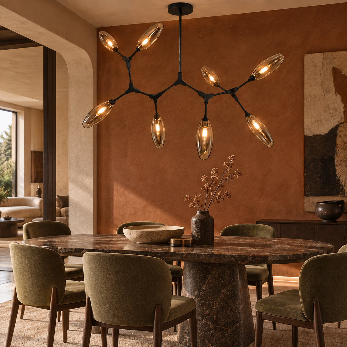 Arvello | Modern 8-Light Sculptural Branch Chandelier | LEXORA