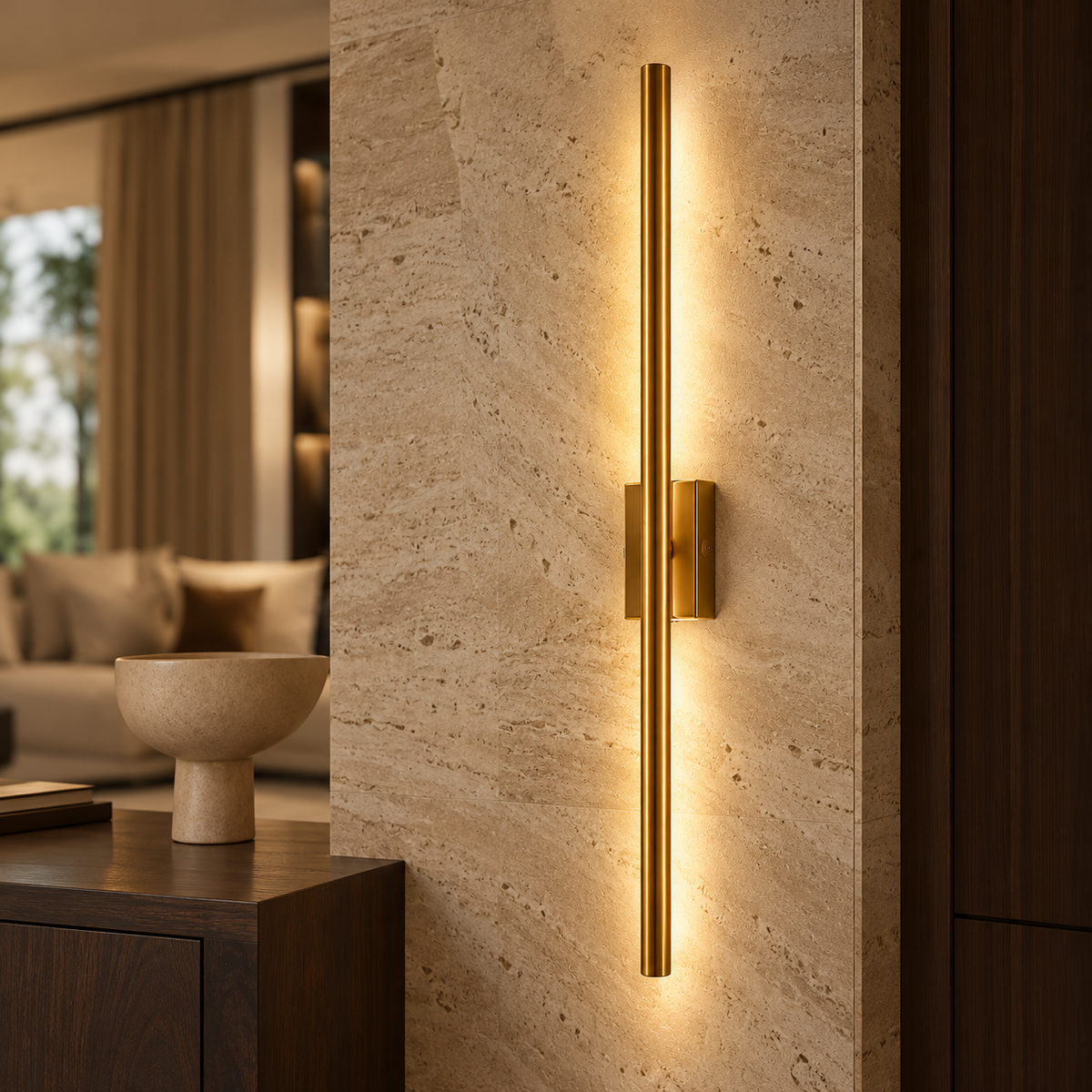 لوميـترا - أبليك ذهبي بإضاءة LED ارتفاع 60 سم | ليكسورا