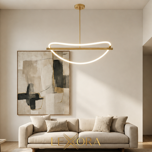 The Glow Arc – Modern Sculptural LED Arc Chandelier | LEXORA